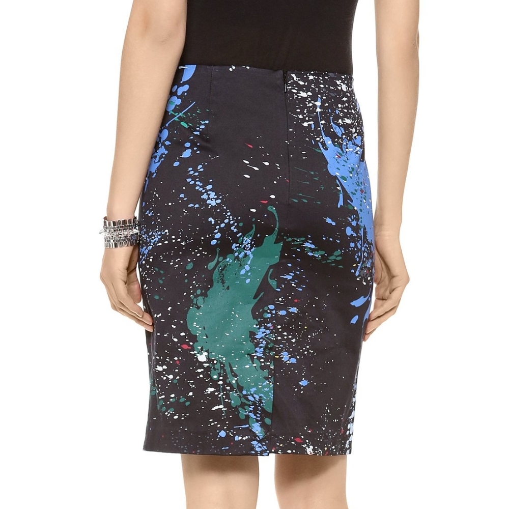 Tibi paint splatter pencil skirt